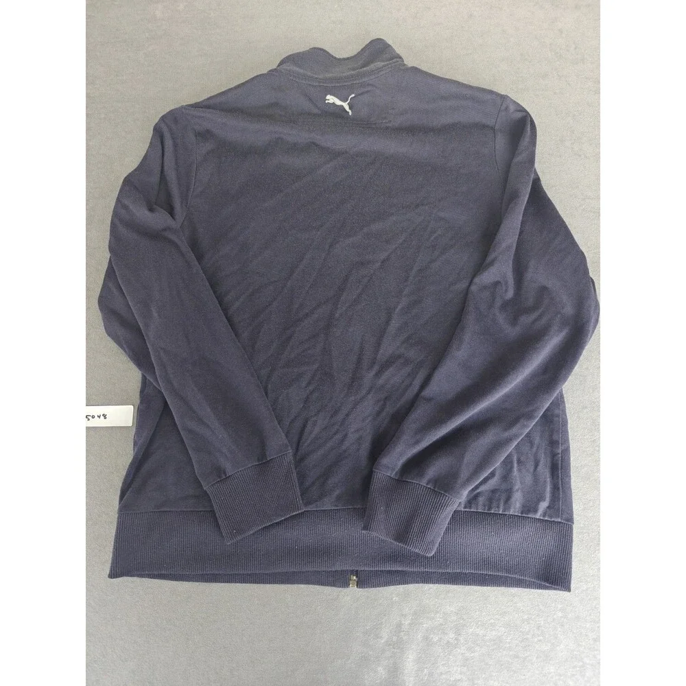 Puma Track Jacket Men's Medium Navy Full Zip Athletic Jacket Embroidered Logo
